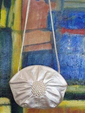 Braccialini Made In Italy Silver Metallic Embellished Crossbody Bag